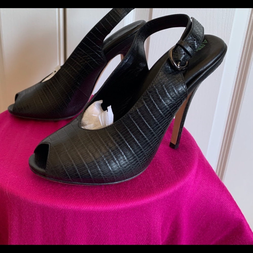 Black Peep Toe Slingback Heels